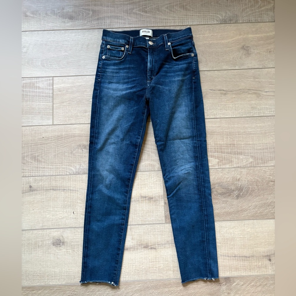 Agolde Sophie Mid-Rise Ankle Crop Dark Blue Jeans Size 27 - Picture 4 of 9